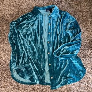 Velvet teal button down top daytrip brand from buckle small